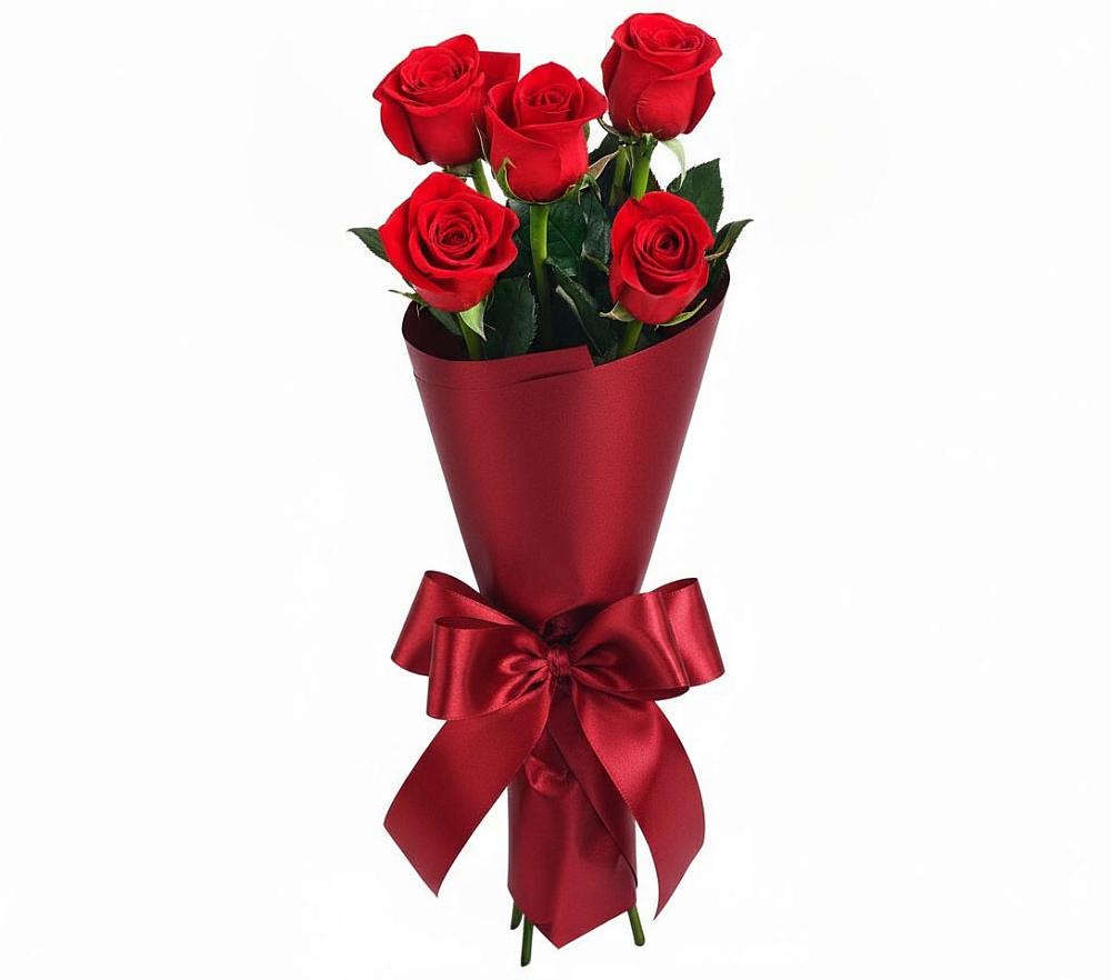 Букет 5 Красных роз Эдлесс Лав в Журавской