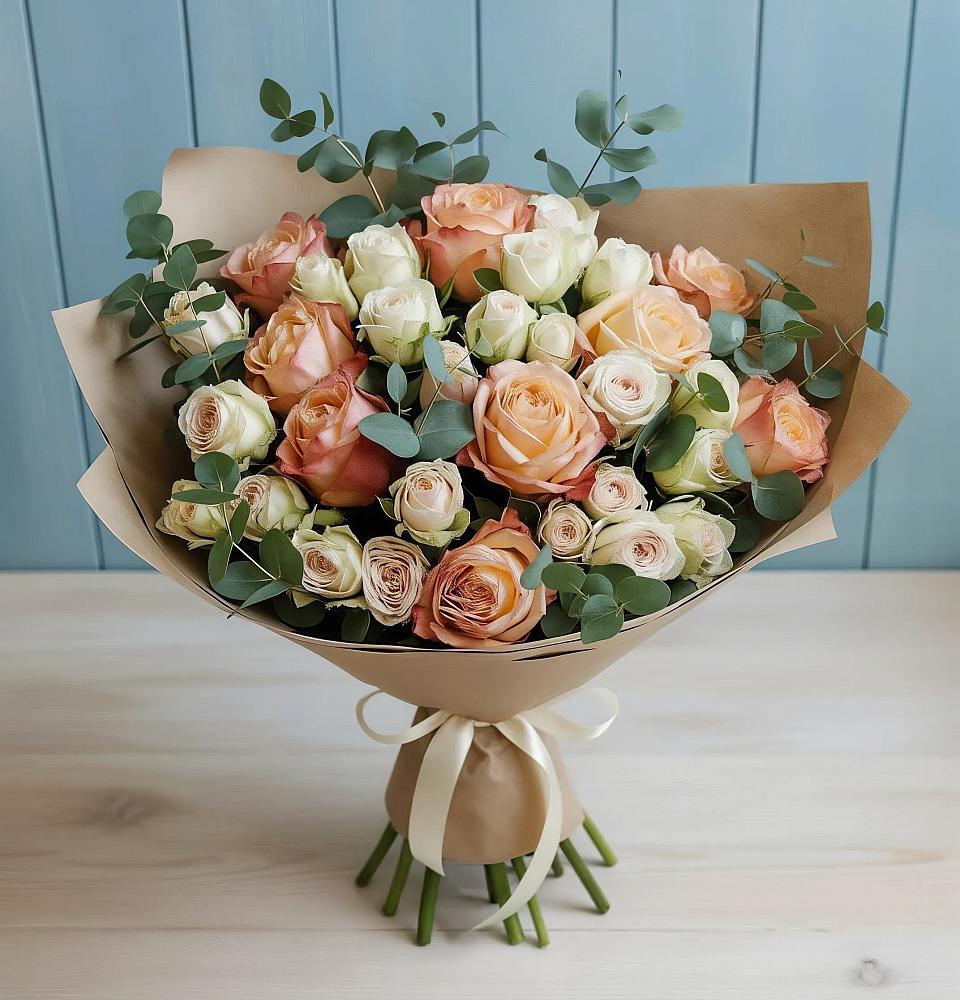 Букет цветов из: Альстромерии и Розы в Журавской