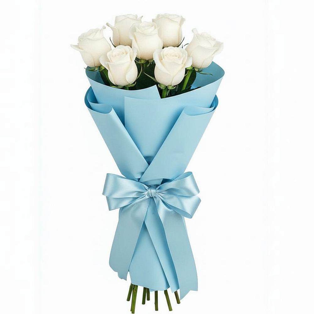 Букет 7 белых роз Проуд в Журавской
