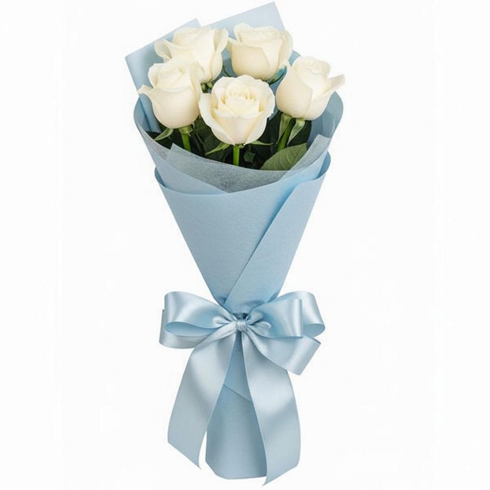 Букет 5 Белых роз Проуд в Журавской