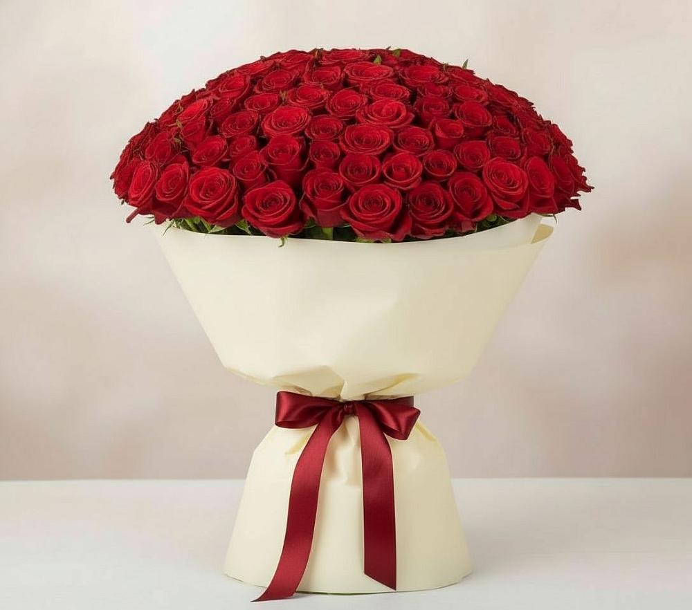 Букет 101 Красная роза Милано в Журавской
