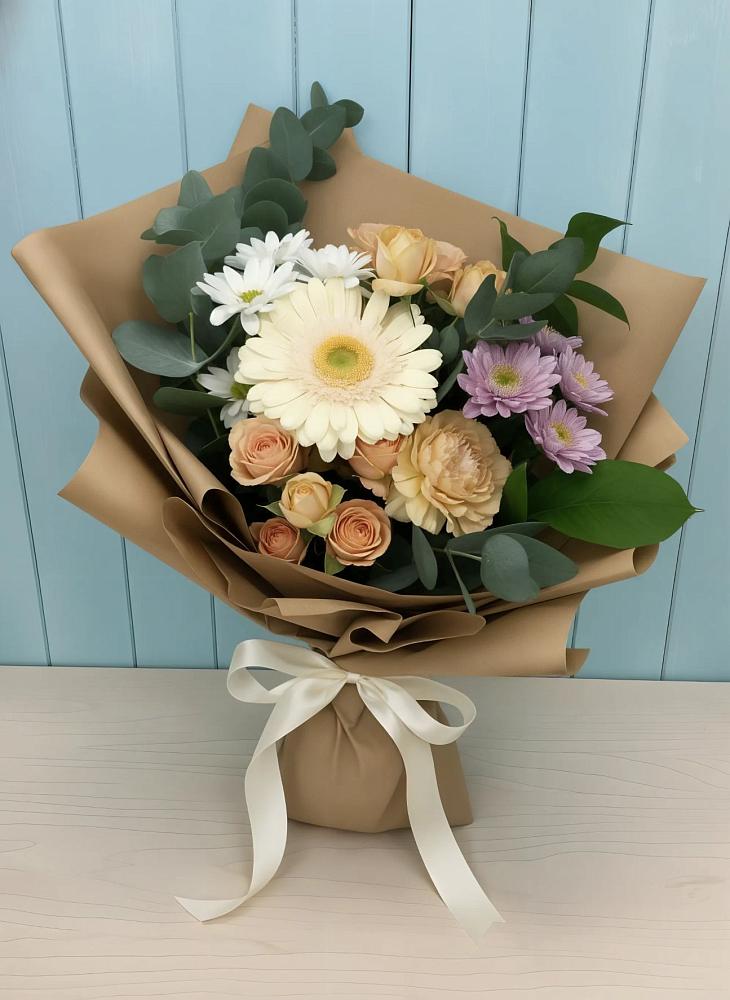 Букет цветов из: Герберы и Хризантемы в Журавской