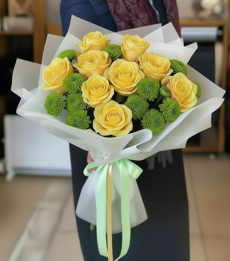 Букет цветов из: Хризантемы и Розы в Журавской