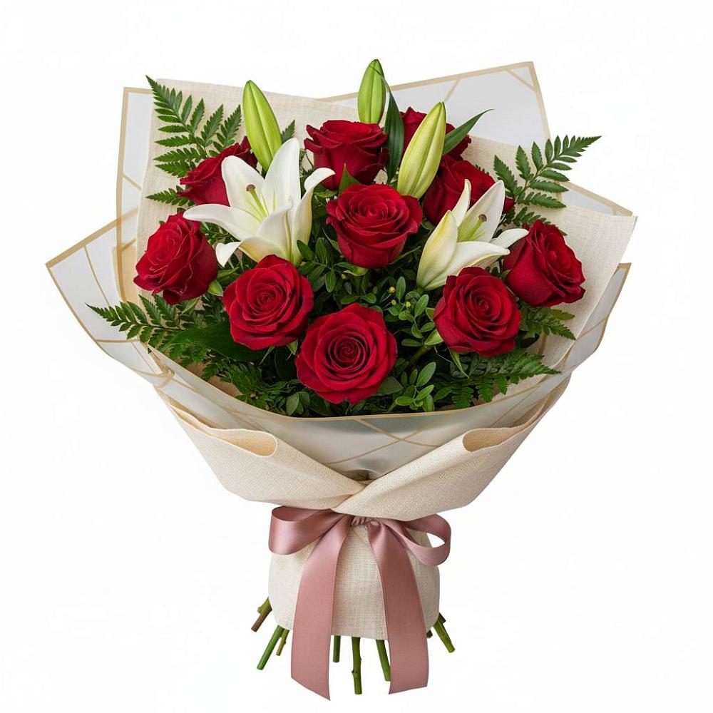 Букет цветов из: Лилии и Розы в Журавской