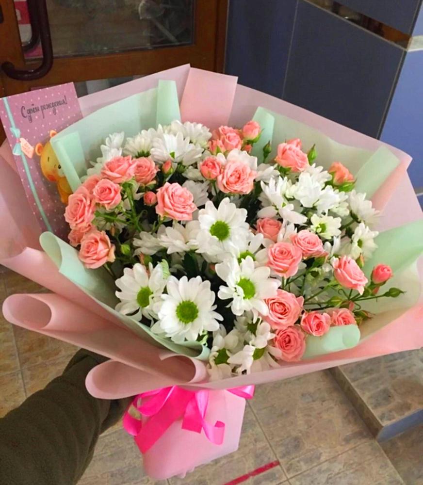 Букет цветов из: Розы и Хризантемы в Журавской