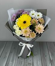 Букет цветов из:  Розы, Герберы и Хризантемы в Журавской