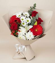 Букет цветов из:  Розы, Хризантемы, Герберы и Лилии в Журавской