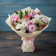 Букет цветов из:  Хризантемы, Альстромерии и Розы в Журавской