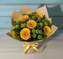 Букет цветов из:  Герберы и Хризантемы в Журавской