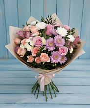 Букет цветов из:  Хризантемы, Розы и Альстромерии в Журавской