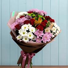Букет цветов из:  Розы, Хризантемы и Альстромерии в Журавской