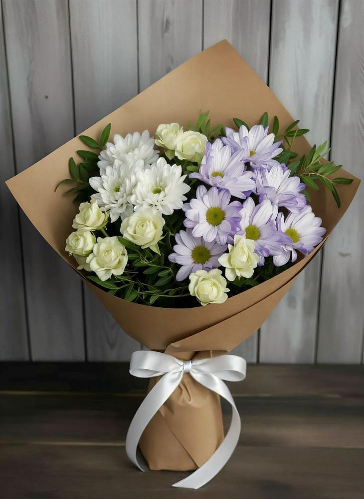 Букет цветов из: Хризантемы и Розы в Журавской